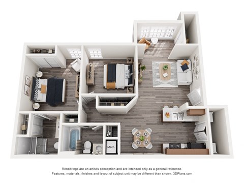 a 1 bedroom floorplan is shown in this illustration